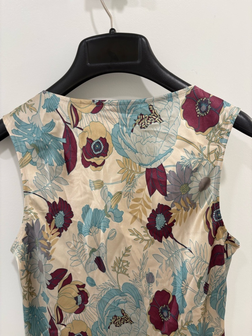 Vintage Y2K Context Cream Floral Lace Trim Silk Sleeveless Top Size 6 - Picture 8 of 10